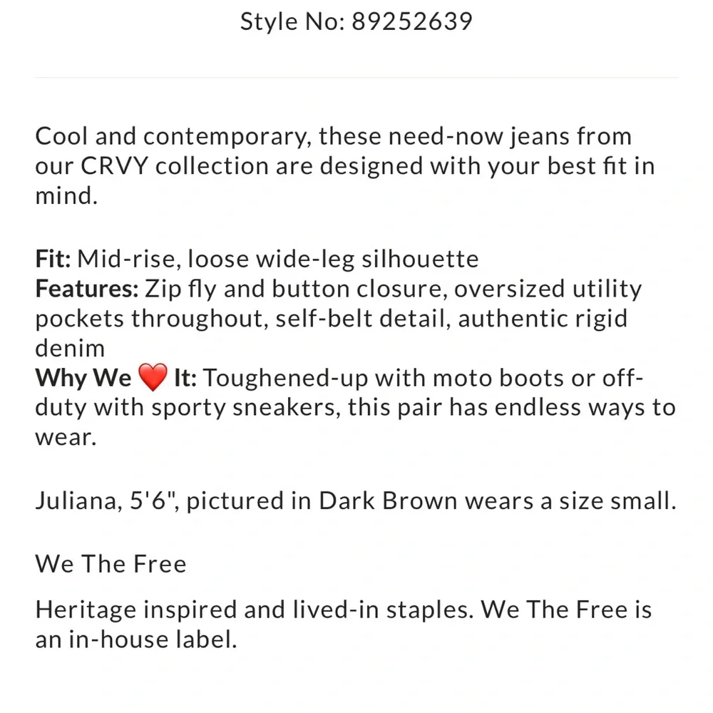 Free People CRVY Outlaw Wide Leg Jeans - Picture 2 of 5